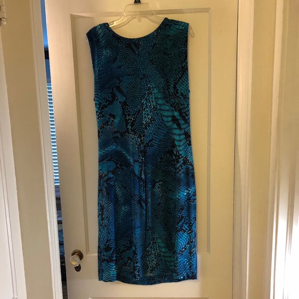 Jones NY blue snakeskin-like sleeveless dress - Picture 3 of 4